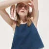 Pamuklu Gazlı Kumaş Denim Kısa Tank Top