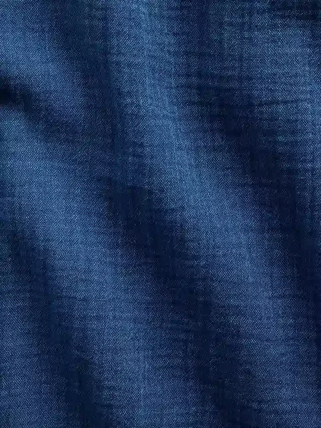 Pamuklu Gazlı Kumaş Denim Oversized Yakasız Gömlek