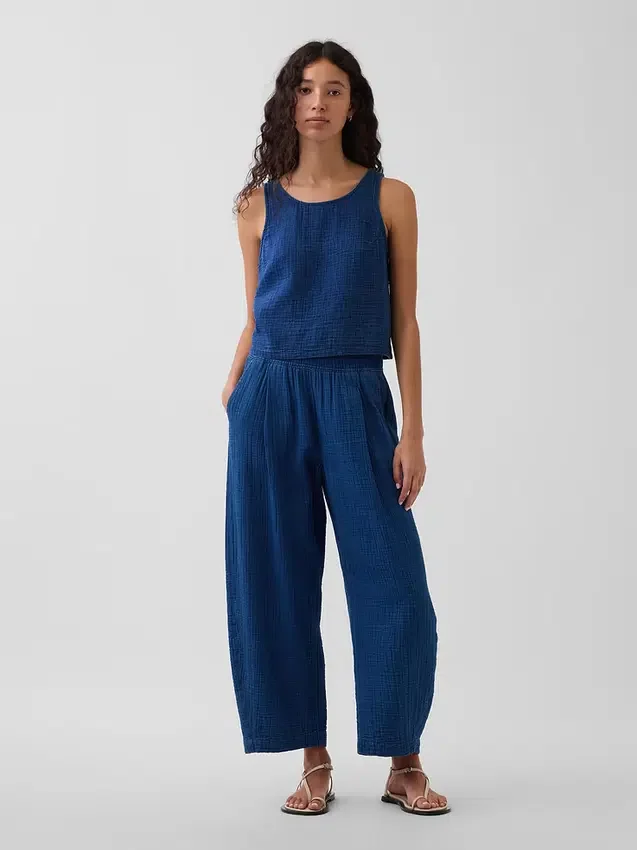 Pamuklu Gazlı Kumaş Denim Rahat Pantolon