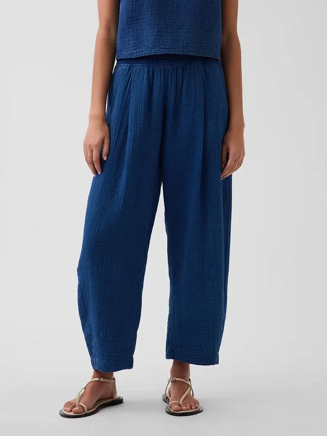 Pamuklu Gazlı Kumaş Denim Rahat Pantolon