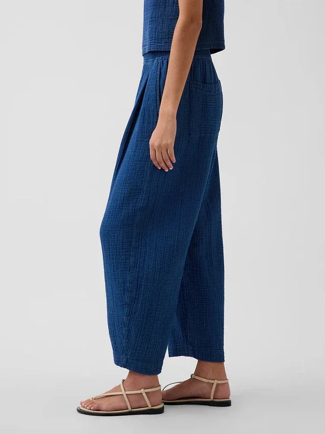 Pamuklu Gazlı Kumaş Denim Rahat Pantolon