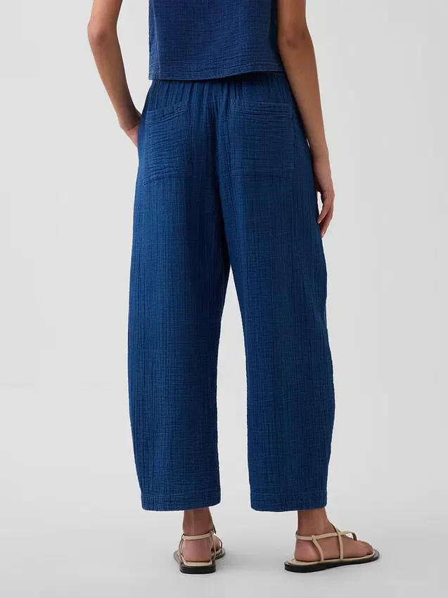 Pamuklu Gazlı Kumaş Denim Rahat Pantolon