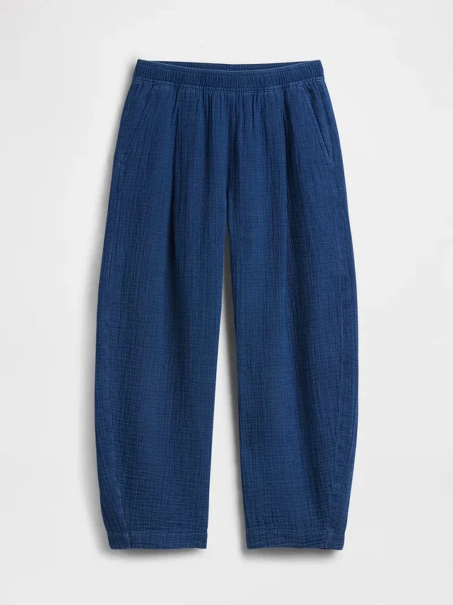 Pamuklu Gazlı Kumaş Denim Rahat Pantolon