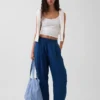 Pamuklu Gazlı Kumaş Denim Rahat Pantolon