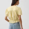 Pamuklu Gazlı Kumaş Kısa Peplum Üst