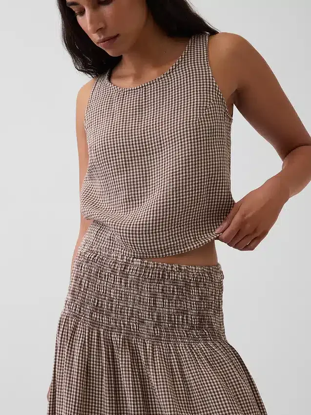 Pamuklu Gazlı Smocked Bel Maxi Etek