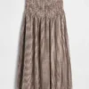 Pamuklu Gazlı Smocked Bel Maxi Etek