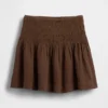 Pamuklu Gazlı Smocked Bel Mini Etek-Şort