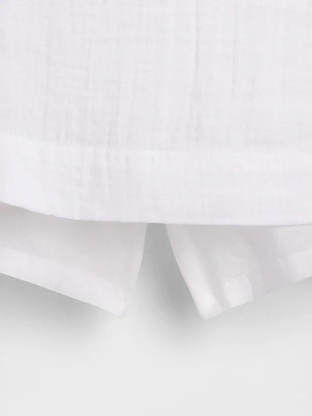 Pamuklu Gazlı Smocked Bel Mini Etek-Şort