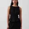 Pamuklu Gazlı Smocked Bel Peplum Üst