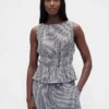 Pamuklu Gazlı Smocked Bel Peplum Üst