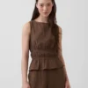 Pamuklu Gazlı Smocked Bel Peplum Üst