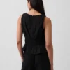 Pamuklu Gazlı Smocked Bel Peplum Üst