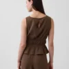 Pamuklu Gazlı Smocked Bel Peplum Üst