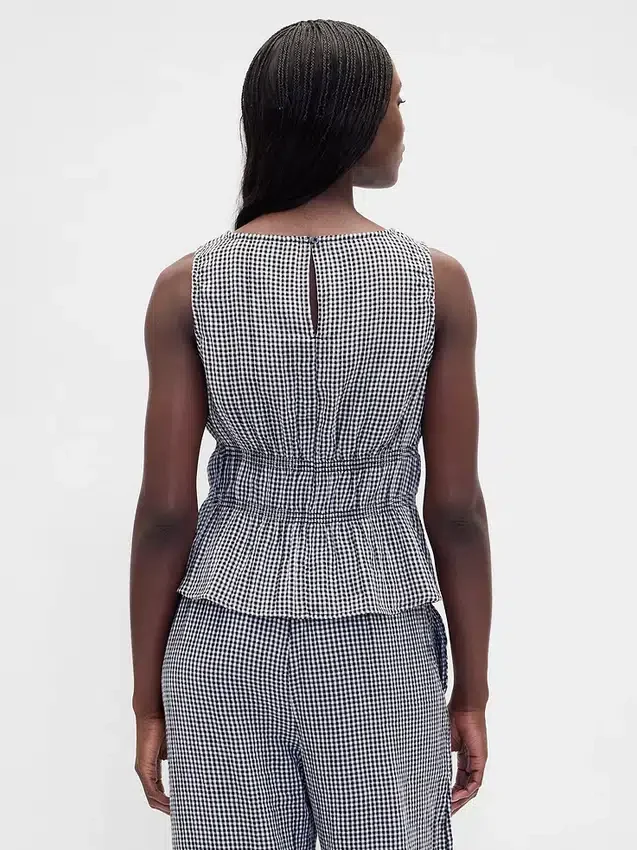 Pamuklu Gazlı Smocked Bel Peplum Üst