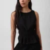 Pamuklu Gazlı Smocked Bel Peplum Üst
