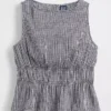 Pamuklu Gazlı Smocked Bel Peplum Üst