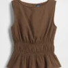 Pamuklu Gazlı Smocked Bel Peplum Üst