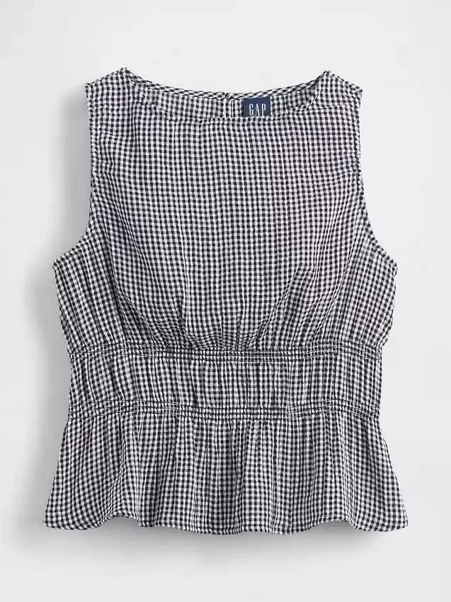Pamuklu Gazlı Smocked Bel Peplum Üst