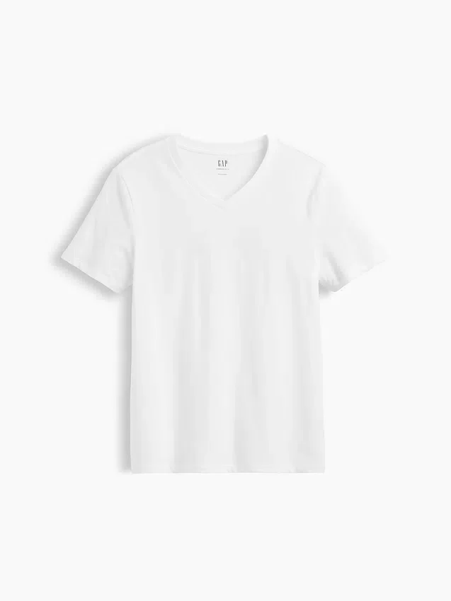 Pamuklu Jersey V Yaka Tişört