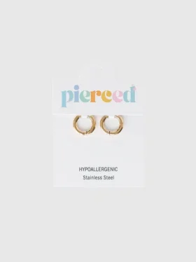 Pierced Co Altın 8 mm Huggie Küpeler