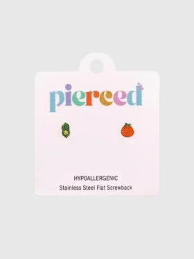 Pierced Co Bezelye Kabuğu / Domates Vidalı Küpeler