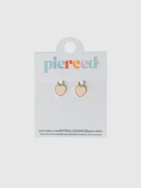 Pierced Co Huggie Küpeler için Şeftali Rengi Kalp Süs