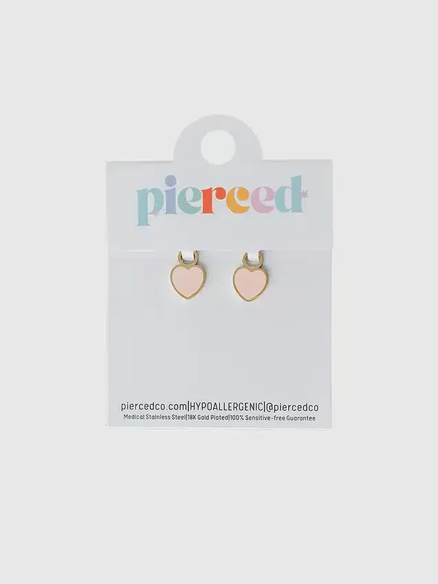 Pierced Co Huggie Küpeler için Şeftali Rengi Kalp Süs