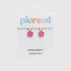 Pierced Co Huggie Küpeler için Hot Pink Flower Charm