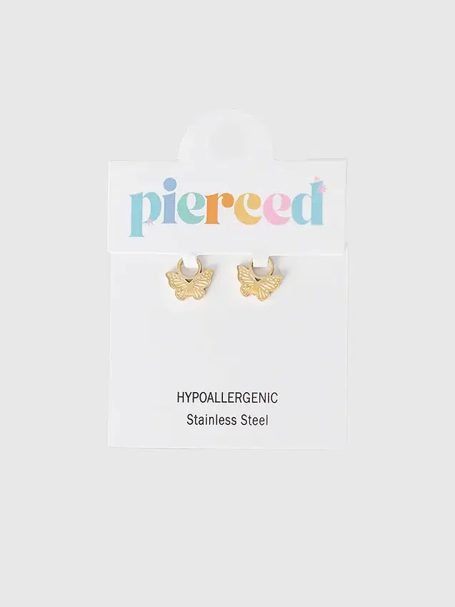 Pierced Co Huggie Küpeler için Klasik Kelebek Charms