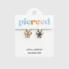 Pierced Co Huggie Küpeler için Pembe Fiyonk Charm
