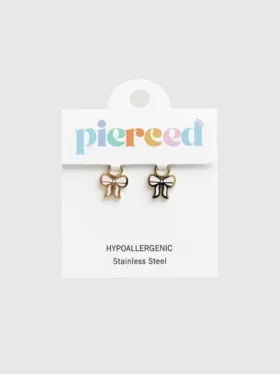 Pierced Co Huggie Küpeler için Pembe Fiyonk Charm