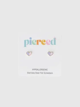 Pierced Co Kalp İkili Vidalı Küpeler