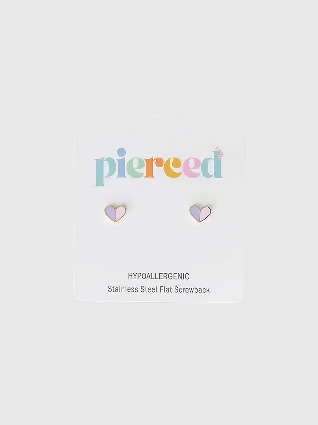 Pierced Co Kalp İkili Vidalı Küpeler