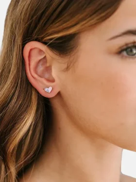 Pierced Co Kalp İkili Vidalı Küpeler