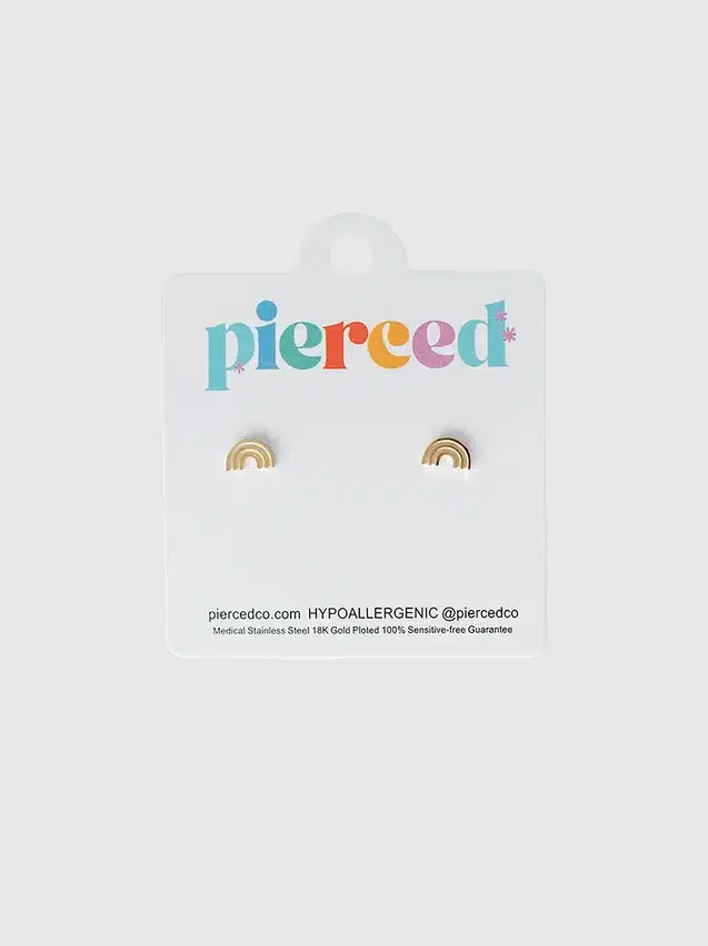 Pierced Co Klasik Gökkuşağı Vidalı Küpeler
