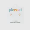 Pierced Co Minik Şeftali Rengi Kalp Vidalı Küpeler