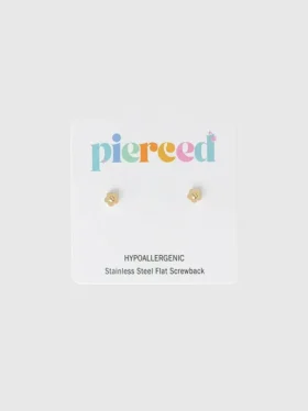 Pierced Co Minik Klasik Çiçek Vidalı Küpeler