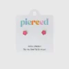 Pierced Co Parlak Pembe Çiçek Vidalı Küpeler
