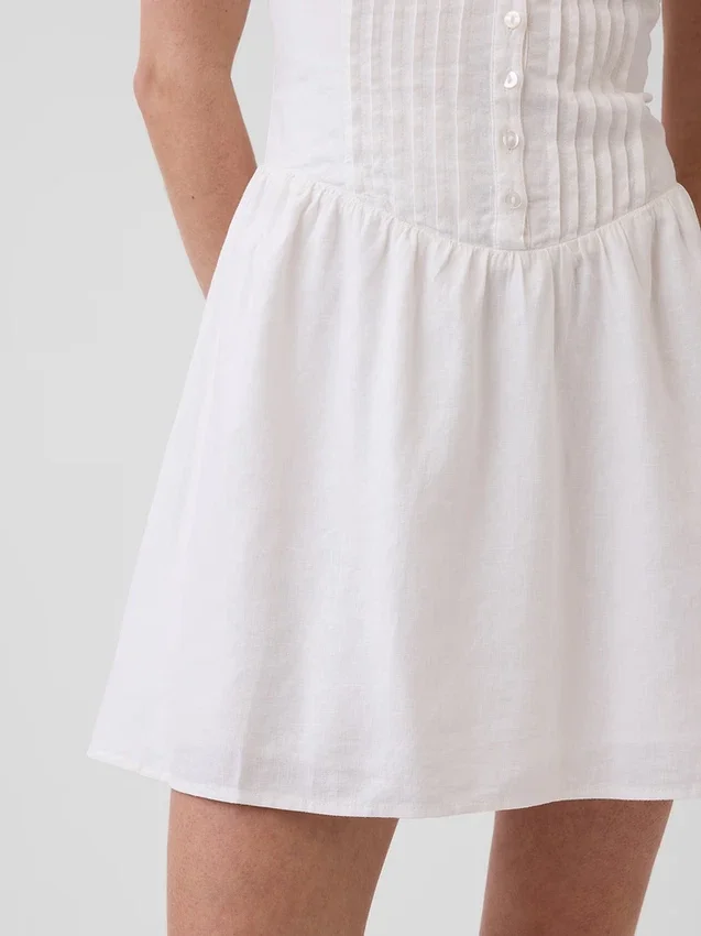 Pintuck Düşük Bel Mini Elbise