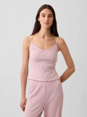 Pointelle Dalgalı Kenarlı Pijama Cami
