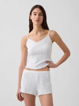 Pointelle Dalgalı Kenarlı Pijama Cami