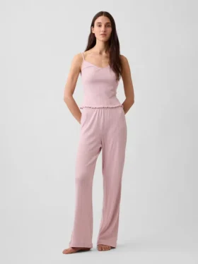 Pointelle Dalgalı Kenarlı Pijama Cami