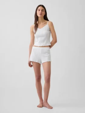 Pointelle Dalgalı Kenarlı Pijama Cami