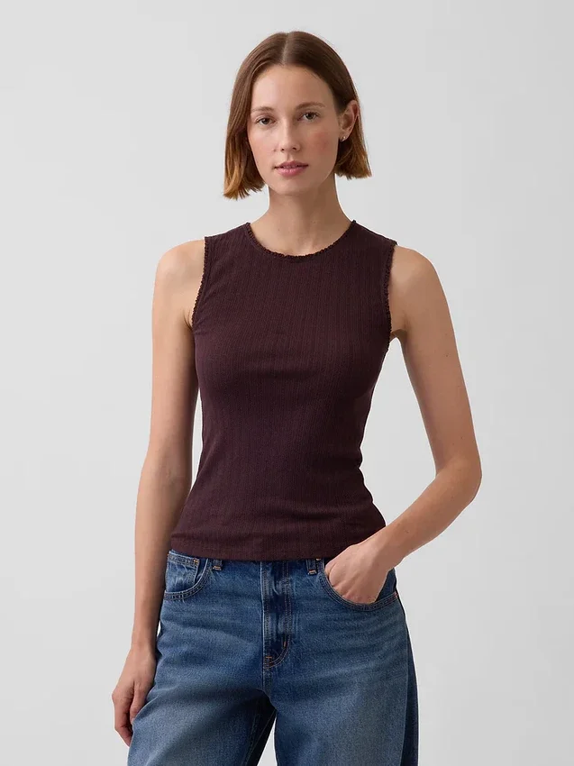 Pointelle Şeffaf Tank Top