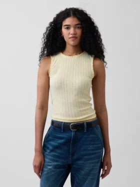 Pointelle Şeffaf Tank Top
