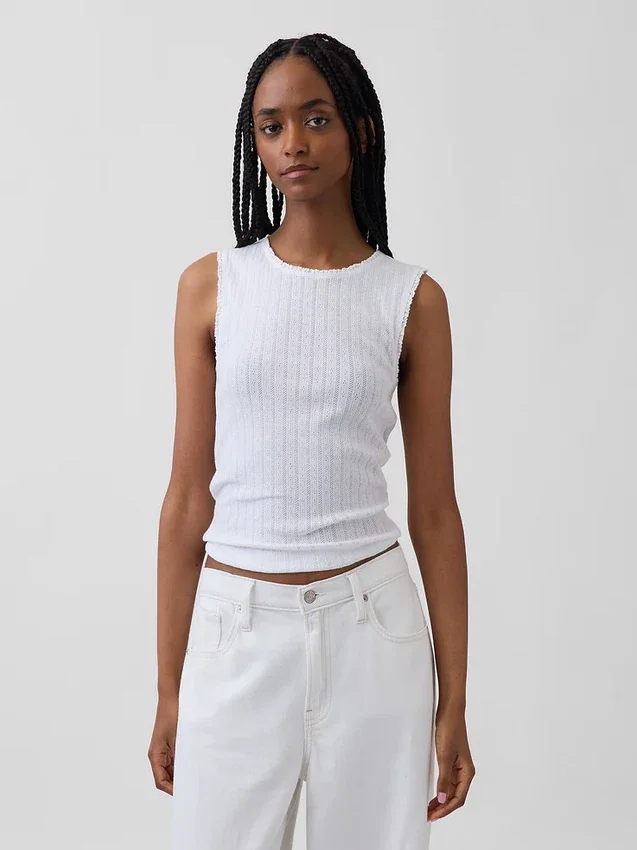 Pointelle Şeffaf Tank Top