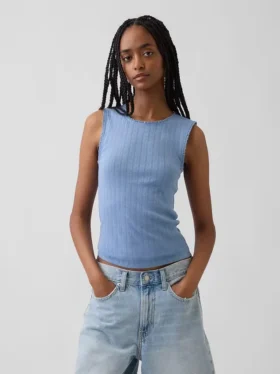 Pointelle Şeffaf Tank Top