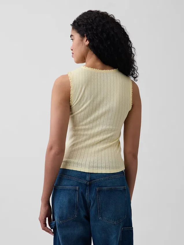 Pointelle Şeffaf Tank Top