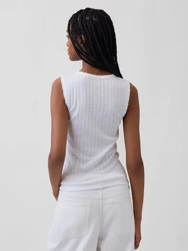 Pointelle Şeffaf Tank Top